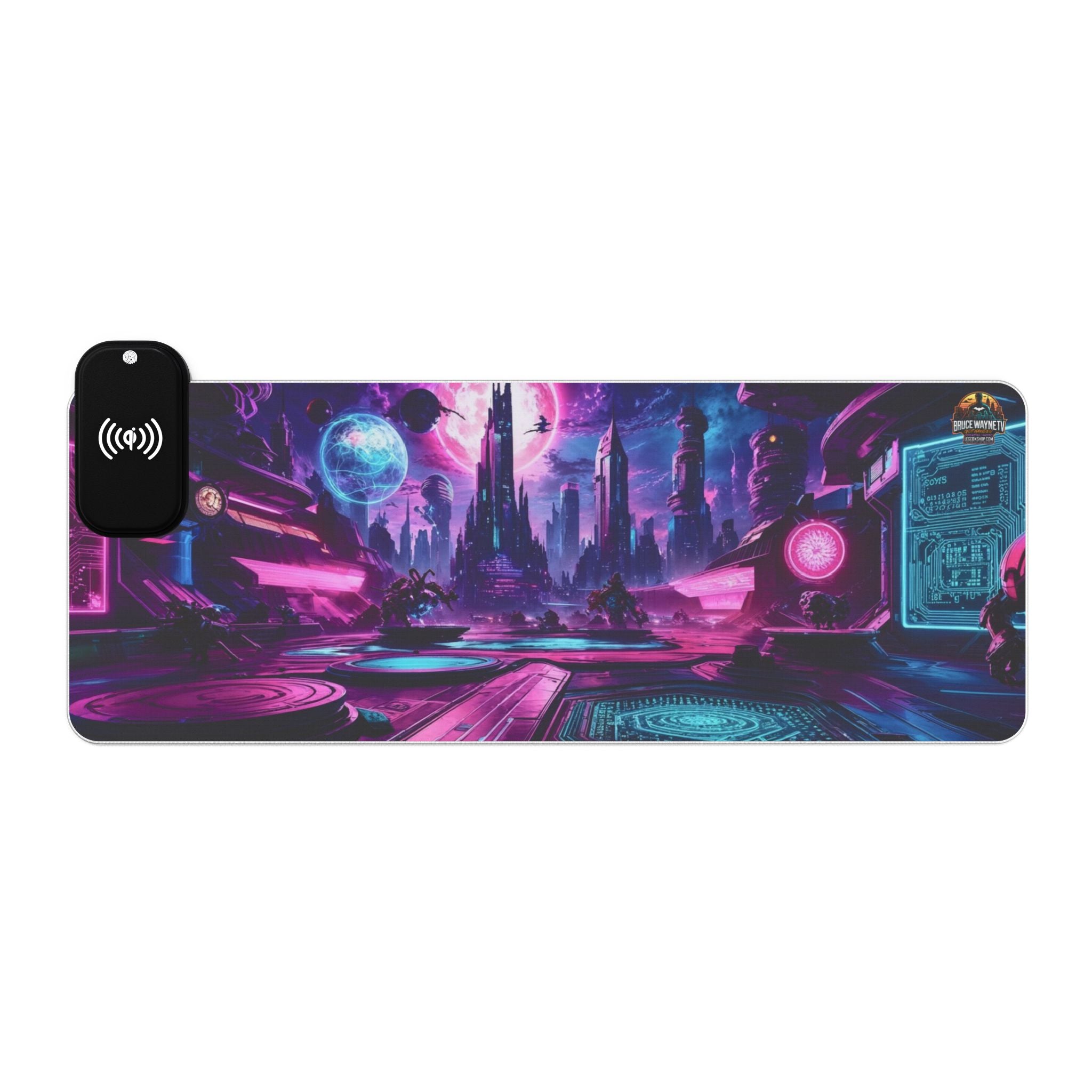 LED Gaming Mouse Pad avec Design Futuriste et Charge Sans Fil.