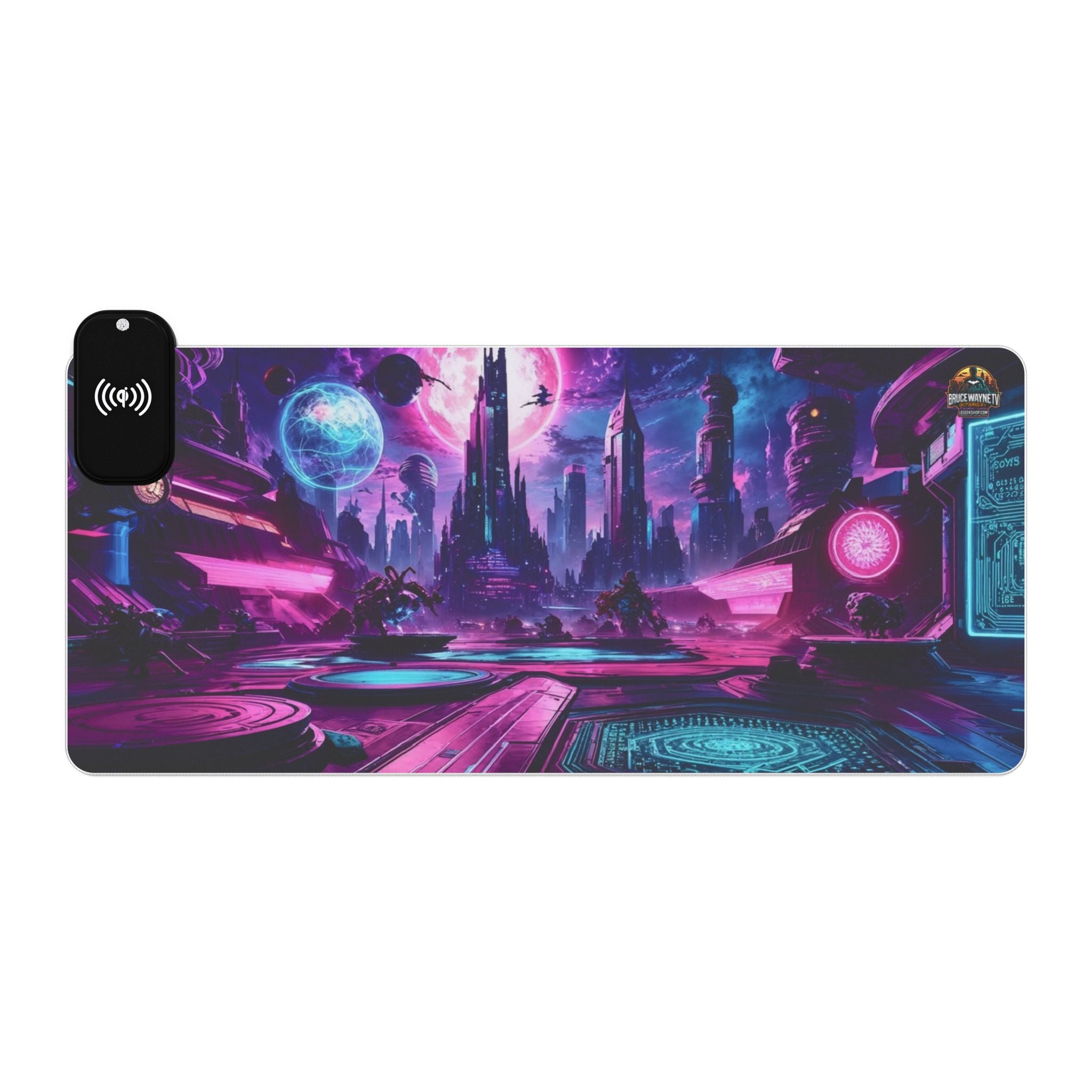 LED Gaming Mouse Pad avec Design Futuriste et Charge Sans Fil.