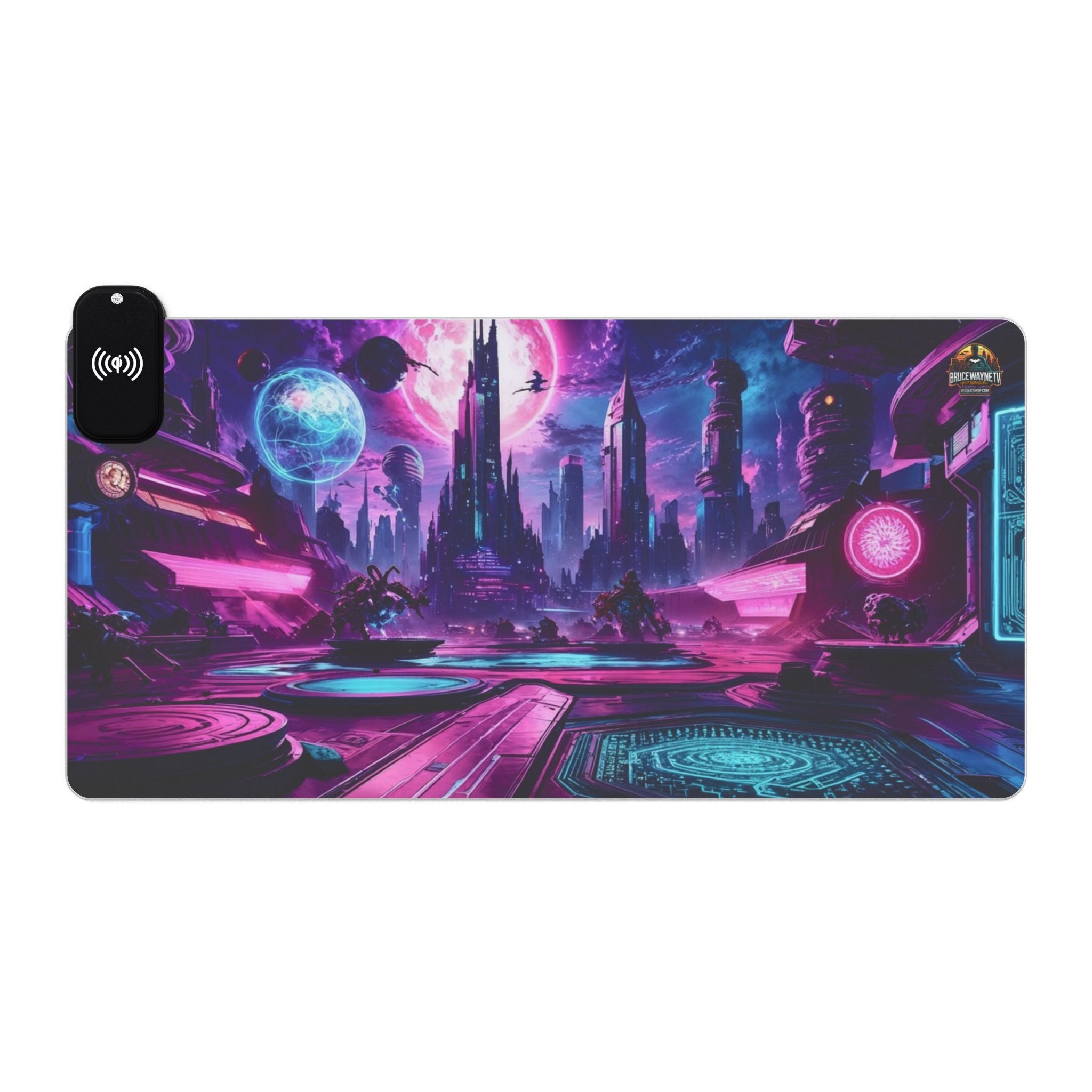 LED Gaming Mouse Pad avec Design Futuriste et Charge Sans Fil.