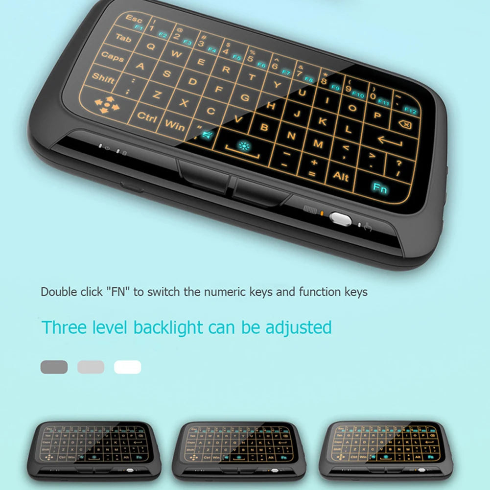 Mini Clavier Tactile Sans Fil H18 – 2.4GHz, Rétroéclairé, QWERTY avec Pavé Tactile et Air Mouse