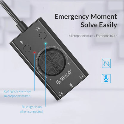 Carte Son Externe USB 2 en 1 pour Microphone et Écouteurs avec Volume Réglable