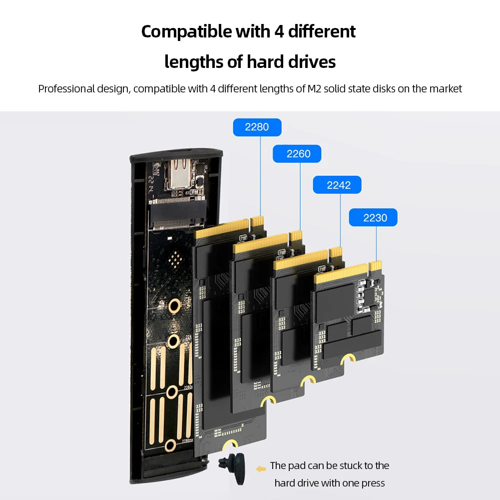 Boîtier M2 NVMe SSD 10Gbps HDD Box, M.2 NVcloser SSD vers USB 3.1, Type-A vers Type-C