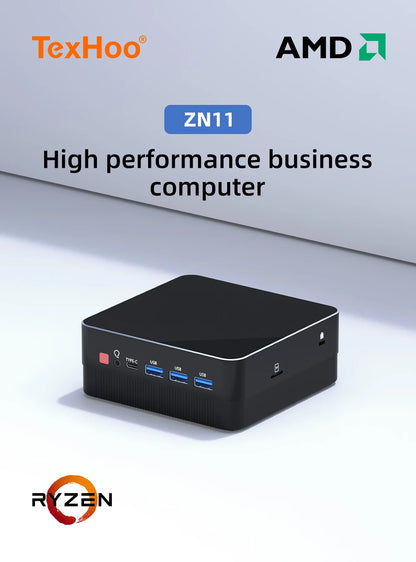 TexHoo Mini PC - AMD Ryzen 5 4500U, 16 Go de RAM, 512 Go SSD, WiFi 6, Windows 11 Pro