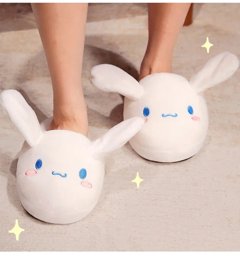 Legeekshop Pantoufles Anime Plushie Cartoon , Oreilles Mobiles, Kawaii, Mignon, Coton, Melody Kuromi, Chaussures d'intérieur pour la maison