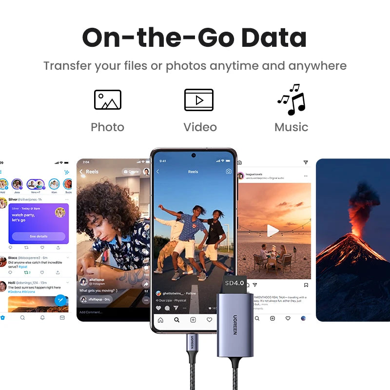 UGREEN - Lecteur de Carte SD4.0, 312 MB/s, USB-C vers SD/MicroSD/TF, Adaptateur de Carte Mémoire