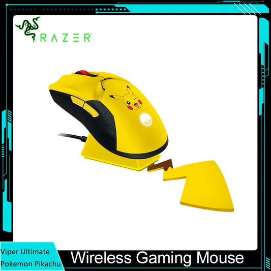 Razer Viper Ultimate Pikachu Edition - Souris de Jeu Sans Fil avec Station de Charge et Capteur Optique 20K DPI