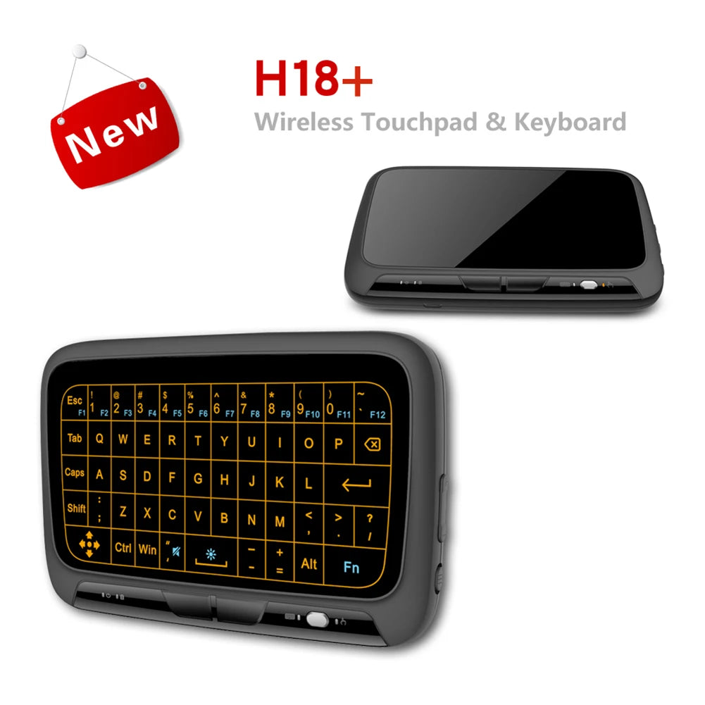 Mini Clavier Tactile Sans Fil H18 – 2.4GHz, Rétroéclairé, QWERTY avec Pavé Tactile et Air Mouse