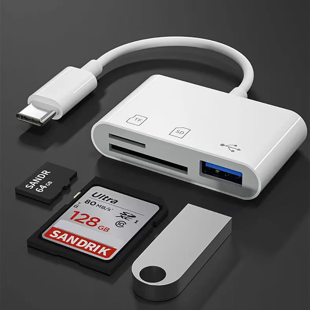 Lecteur de Cartes All-in-One avec Interface USB-C – Multi-en-1 SD/TF &amp; OTG Adapter