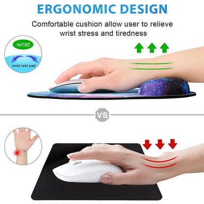 Tapis de Souris Ergonomique et Antidérapant – Support de Main Confortable en Polymère avec Design Peinture à l'Huile