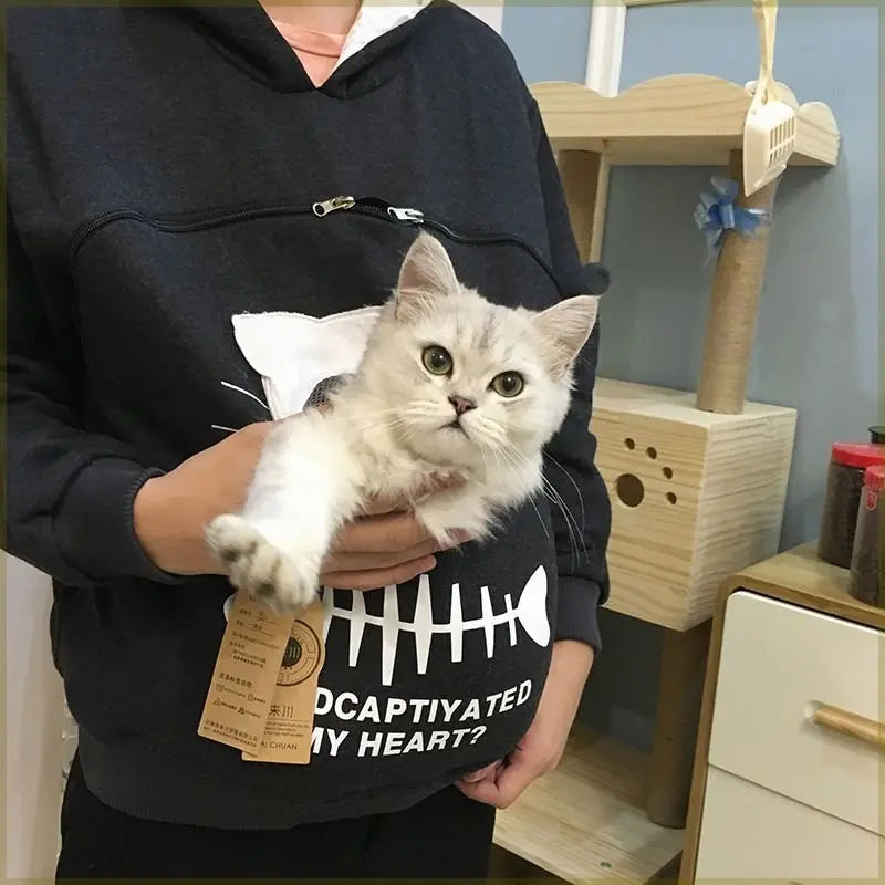 Sweat-shirt à Capuche pour Amoureux des Chats – Poche Câline et Oreilles d'Animal