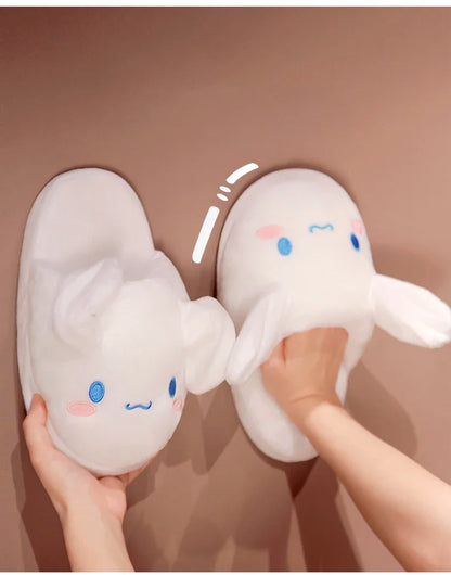 Legeekshop Pantoufles Anime Plushie Cartoon , Oreilles Mobiles, Kawaii, Mignon, Coton, Melody Kuromi, Chaussures d'intérieur pour la maison