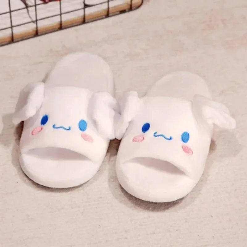 Legeekshop Pantoufles Anime Plushie Cartoon , Oreilles Mobiles, Kawaii, Mignon, Coton, Melody Kuromi, Chaussures d'intérieur pour la maison