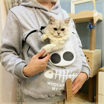 Sweat-shirt à Capuche pour Amoureux des Chats – Poche Câline et Oreilles d'Animal