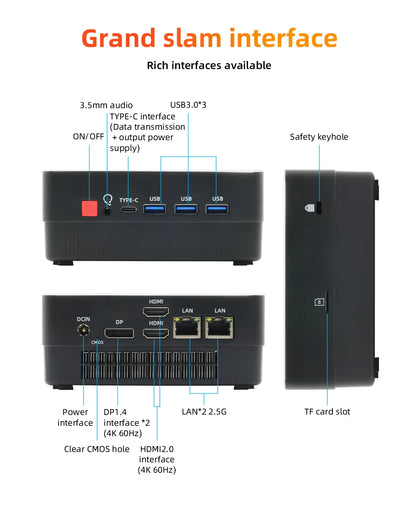 TexHoo Mini PC - AMD Ryzen 5 4500U, 16 Go de RAM, 512 Go SSD, WiFi 6, Windows 11 Pro