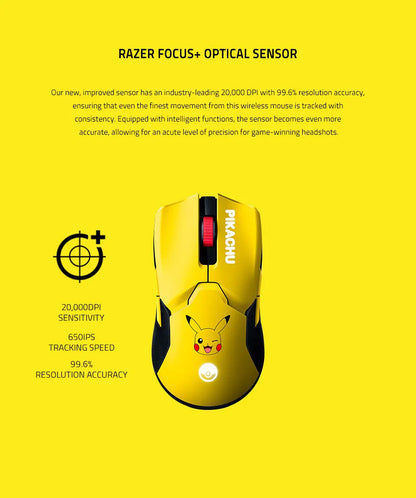 Razer Viper Ultimate Pikachu Edition - Souris de Jeu Sans Fil avec Station de Charge et Capteur Optique 20K DPI