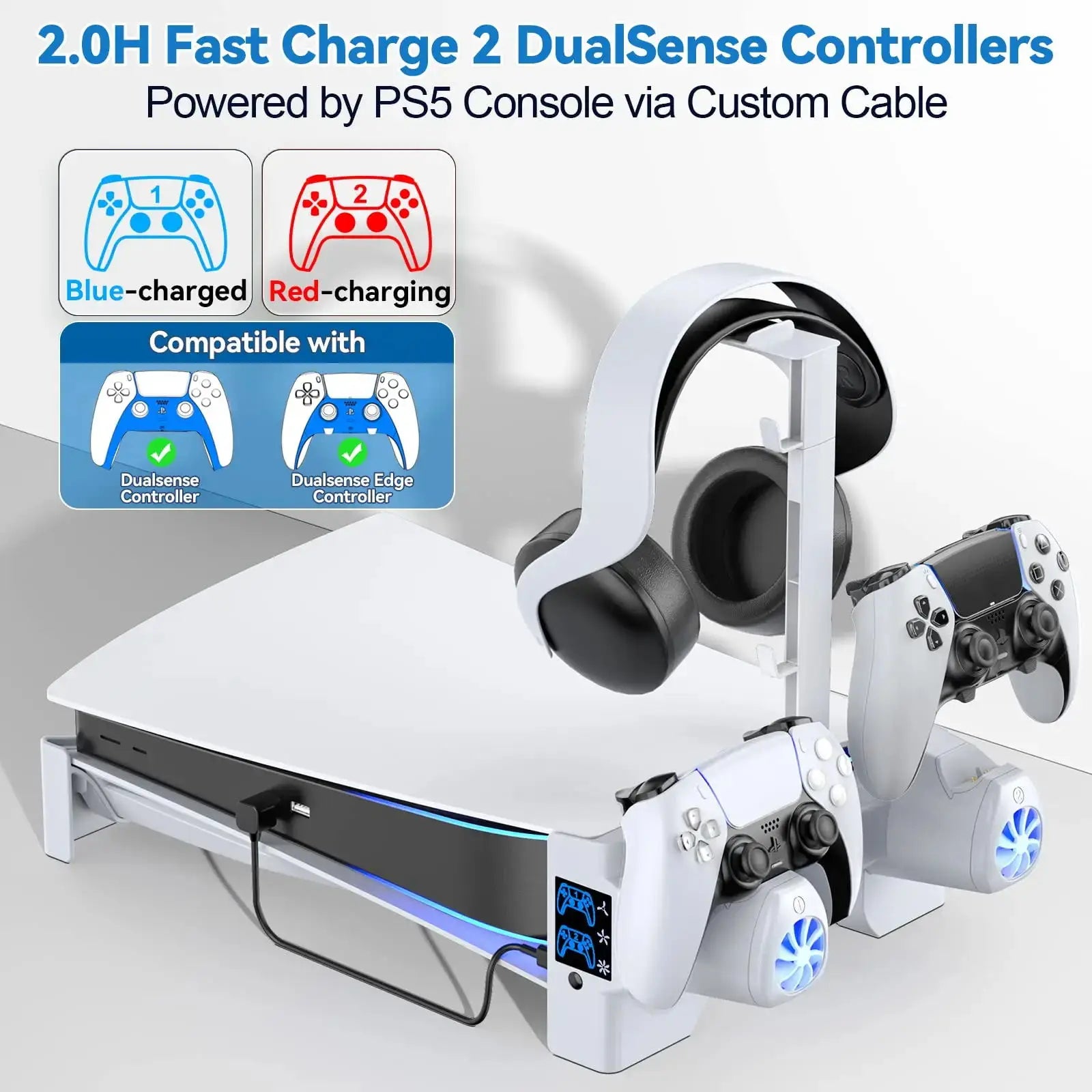 Station de Charge et Support Horizontal avec Refroidissement à 3 Niveaux pour PS5 🎮.