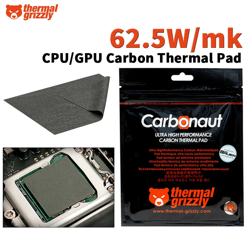 Coussin Thermique en Carbone Flexible et Réutilisable - 0,2 mm Non-Adhésif pour CPU, GPU, PS4 et Carte Mère