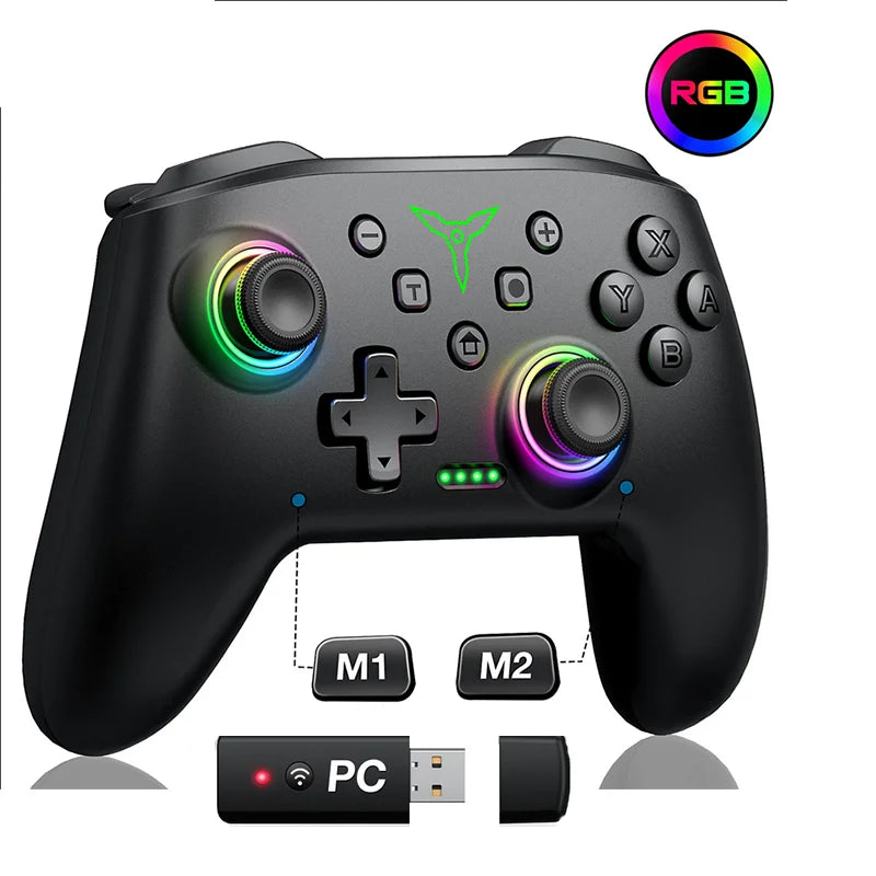 BEBONCOOL Advocate - Manette sans fil Switch Pro avec double vibration et Joysticks RGB.