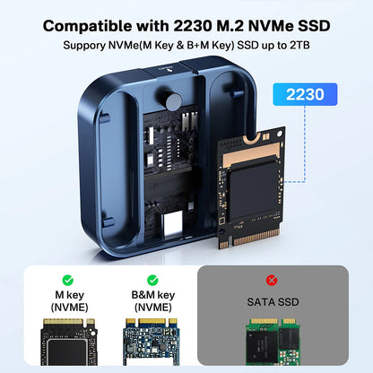 Acasis - Boîtier SSD NVMe M.2 2230 USB C 3.1 - 10 Gbps Compatible MagSafe