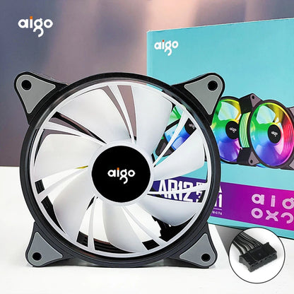 Aigo – Ventilateur de boîtier gamer AR12, 120mm, RGB Aura Divicooler ARGB, Dissipateur Thermique avec Kit Contrôleur Silencieux