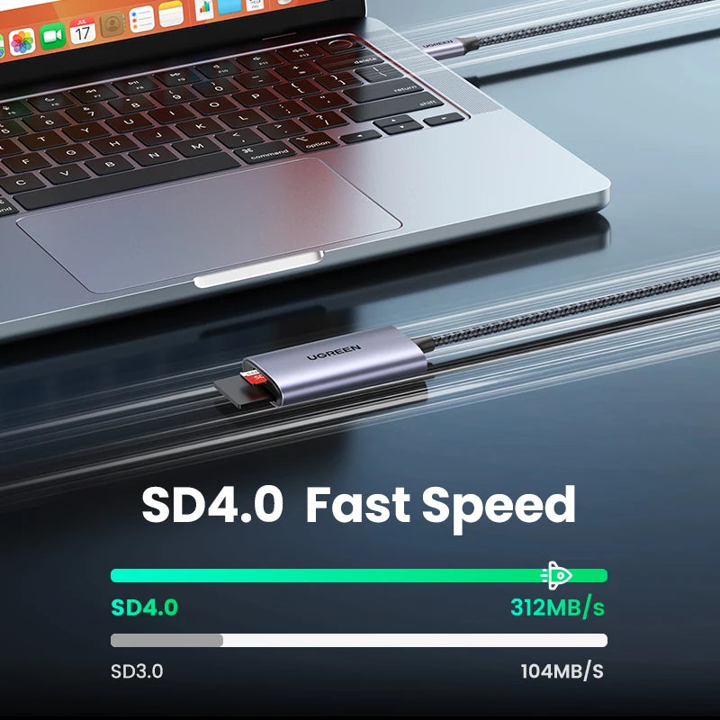 UGREEN - Lecteur de Carte SD4.0, 312 MB/s, USB-C vers SD/MicroSD/TF, Adaptateur de Carte Mémoire