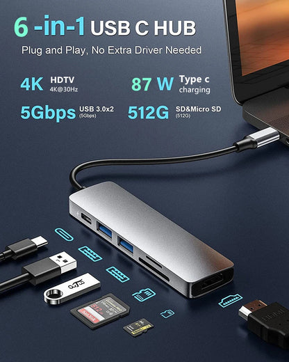 Rankman – Adaptateur USB C vers HDMI 4K avec Ports USB 3.0 et PD