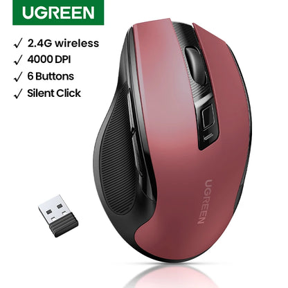 Souris sans fil UGREEN 2.4G, 4000 DPI, 6 boutons silencieux