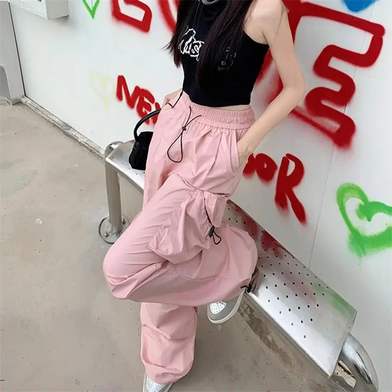 Pantalon de survêtement baggy à jambes larges pour femmes - Style Y2K Parachute Streetwear.