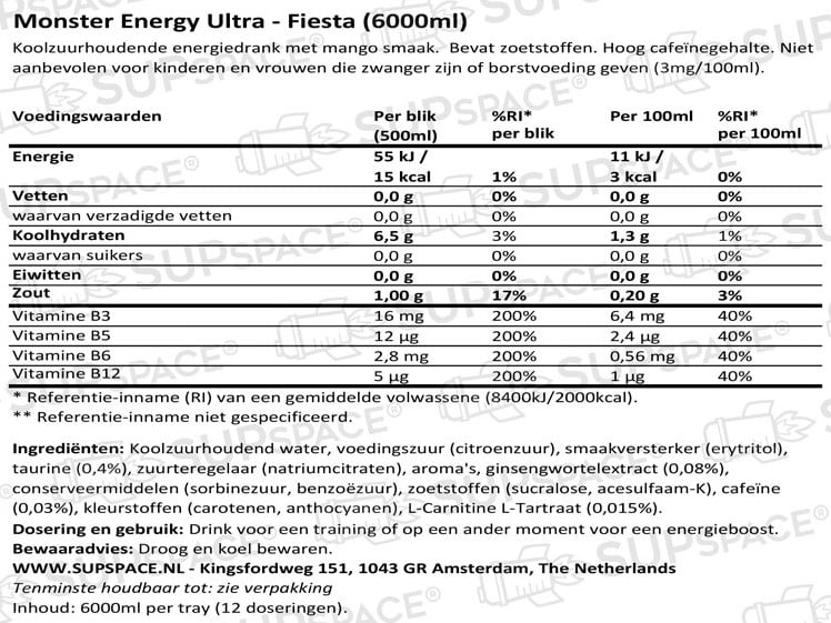 Monster Energy Ultra Fiesta (12 x 500 ml) ou à l'unité